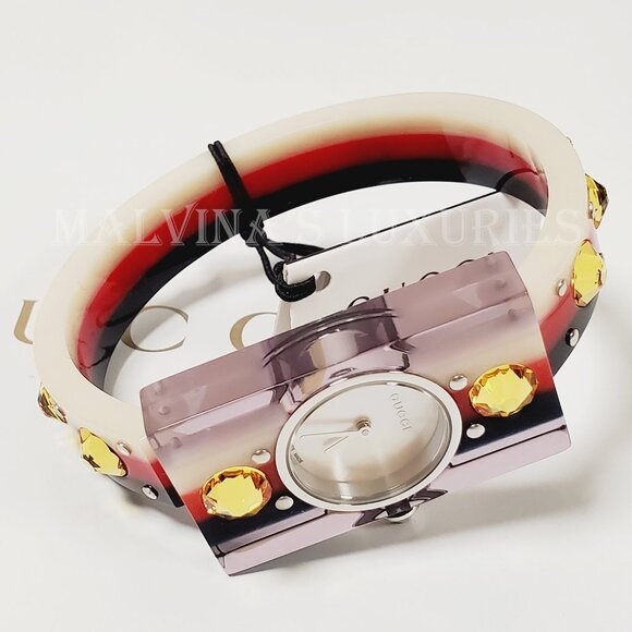 GUCCI WATCH YA143524 WEB BANGLE MOTHER OF PEARL JEWELS BEE main image 14